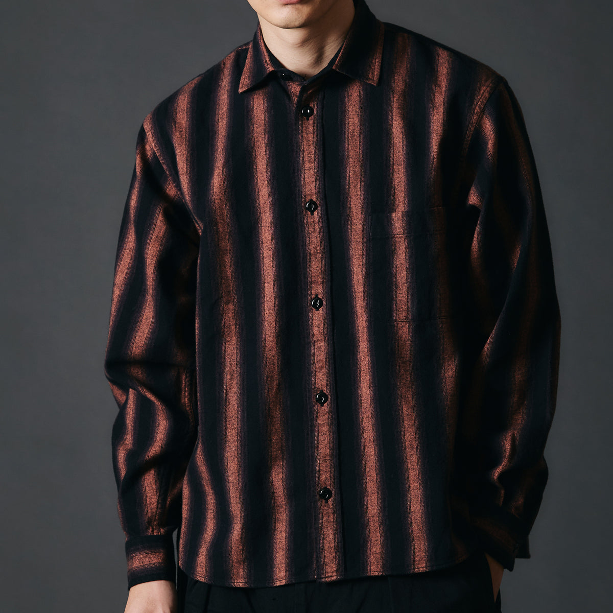 Kearney House ラガーシャツ Mサイズ ブラウンストライプ Roxy ICONIC WAVES キッズ 裏起毛 スウェット ラガーシャツ風