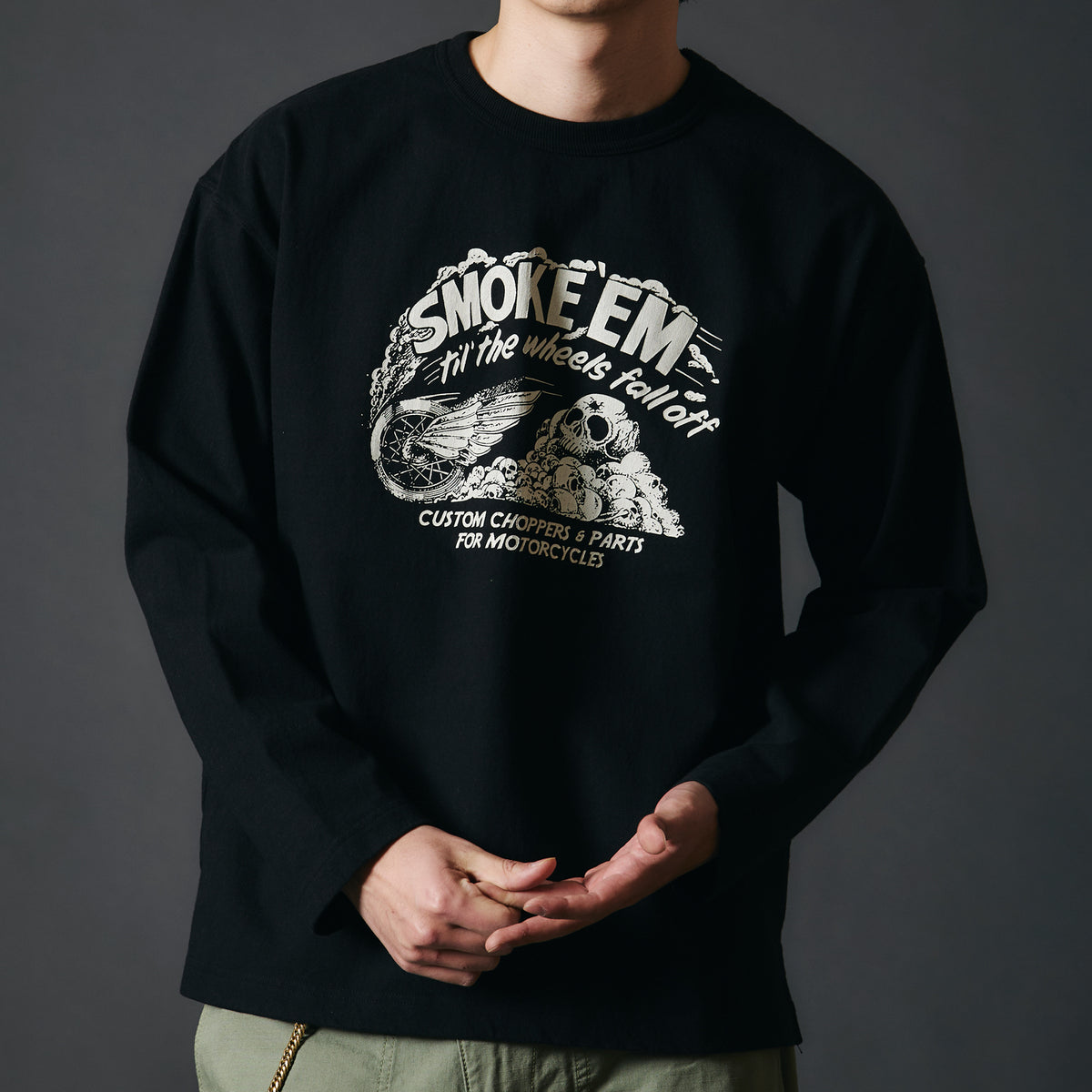10/- 90's Heavy Weight L/S Print T-shirt【SMOKE 'EM】BR