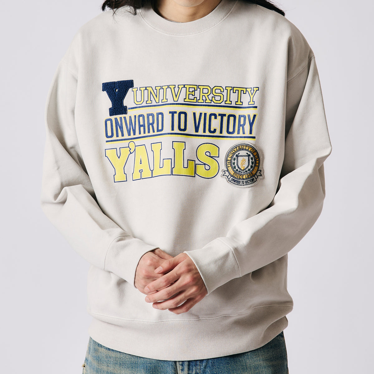 Pigment Dye】Athletic Crewneck Print Sweatshirt【Y'ALLS】BR-25462