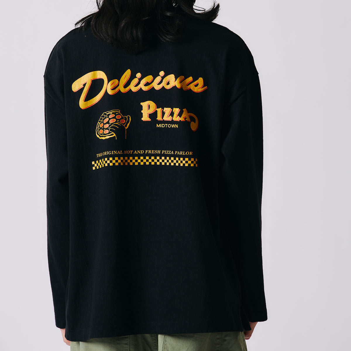 10/- 90's Heavy Weight L/S Print T-shirt【Delicious PIZZA】BR