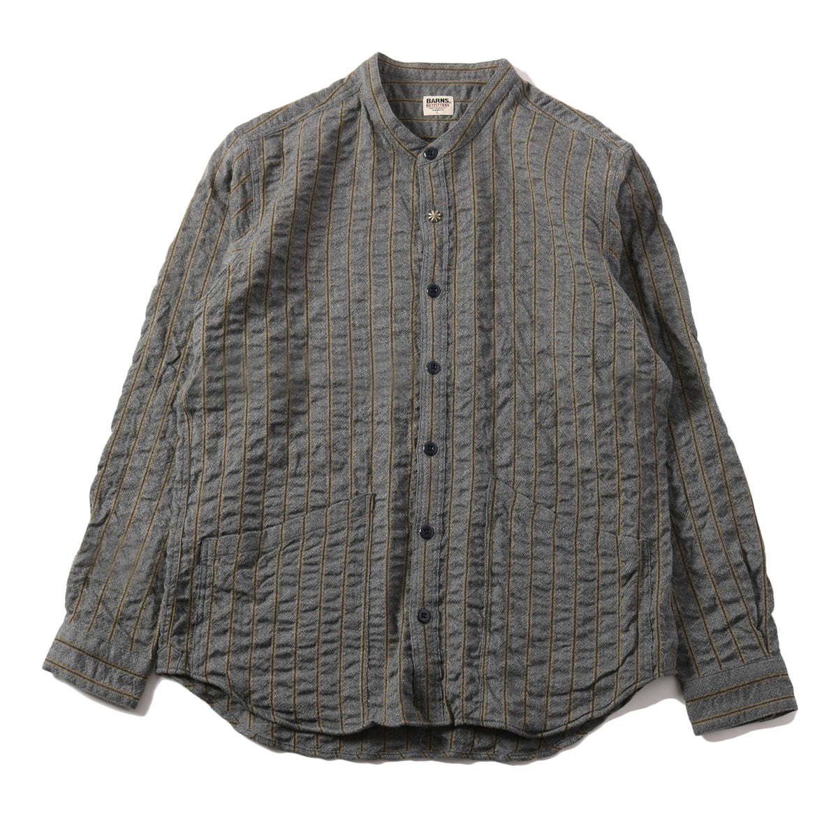 Wool Stripe Band Collar Shirt【Button Works】 BR-23416 – BARNS