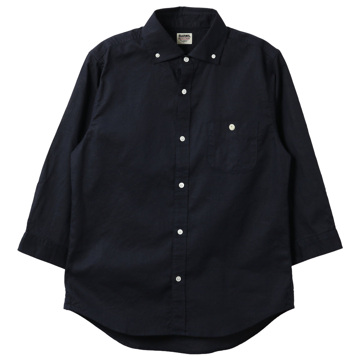 Wide Spread Collar Cotton Linen Three-quarter Sleeves B.D Shirt BR