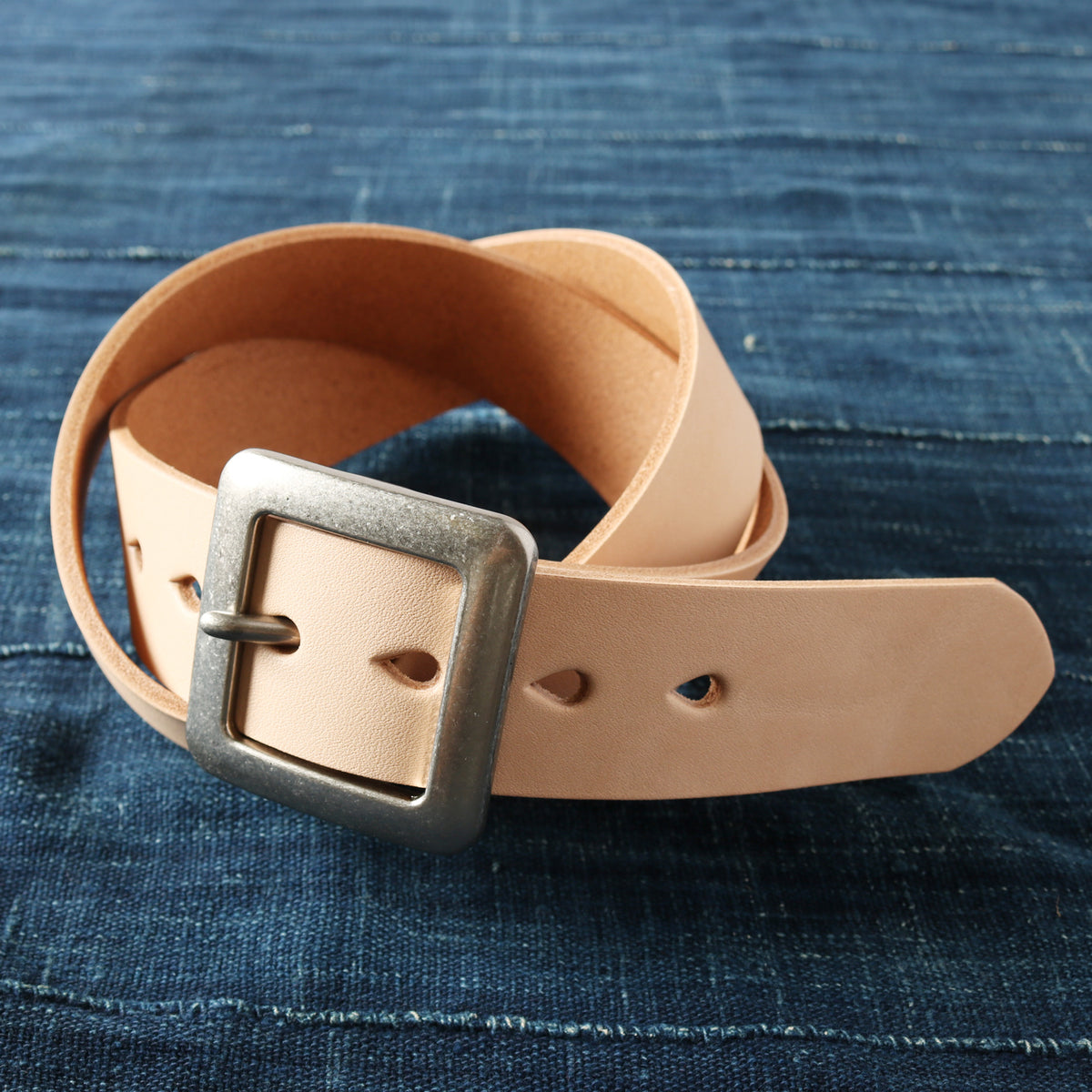 姫路レザー】Garrison Buckle 40mm Leather Belt【Natural Leather】LE