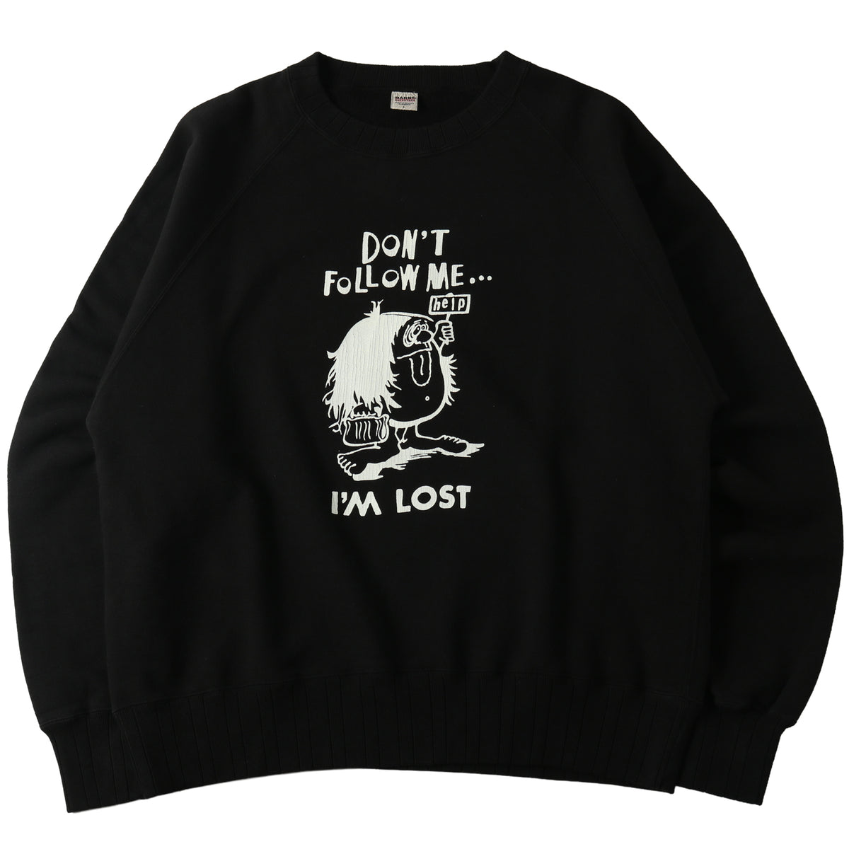 Azuma Drop Needle Ribbed Crewneck Print Sweatshirt【I'M LOST】BR