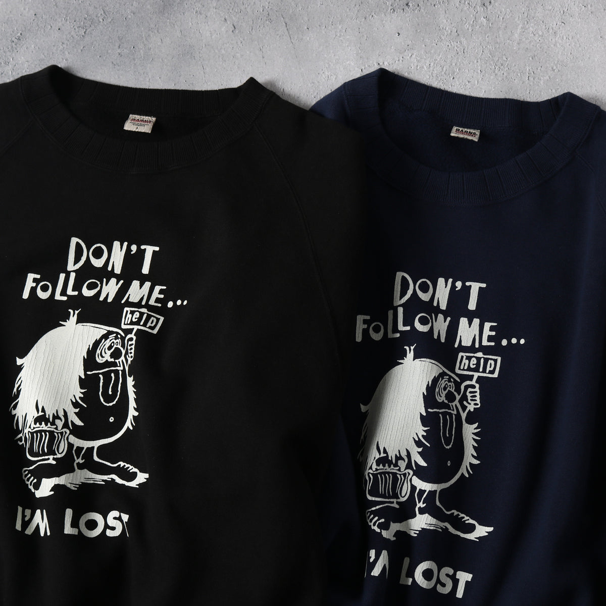 Azuma Drop Needle Ribbed Crewneck Print Sweatshirt【I'M LOST】BR