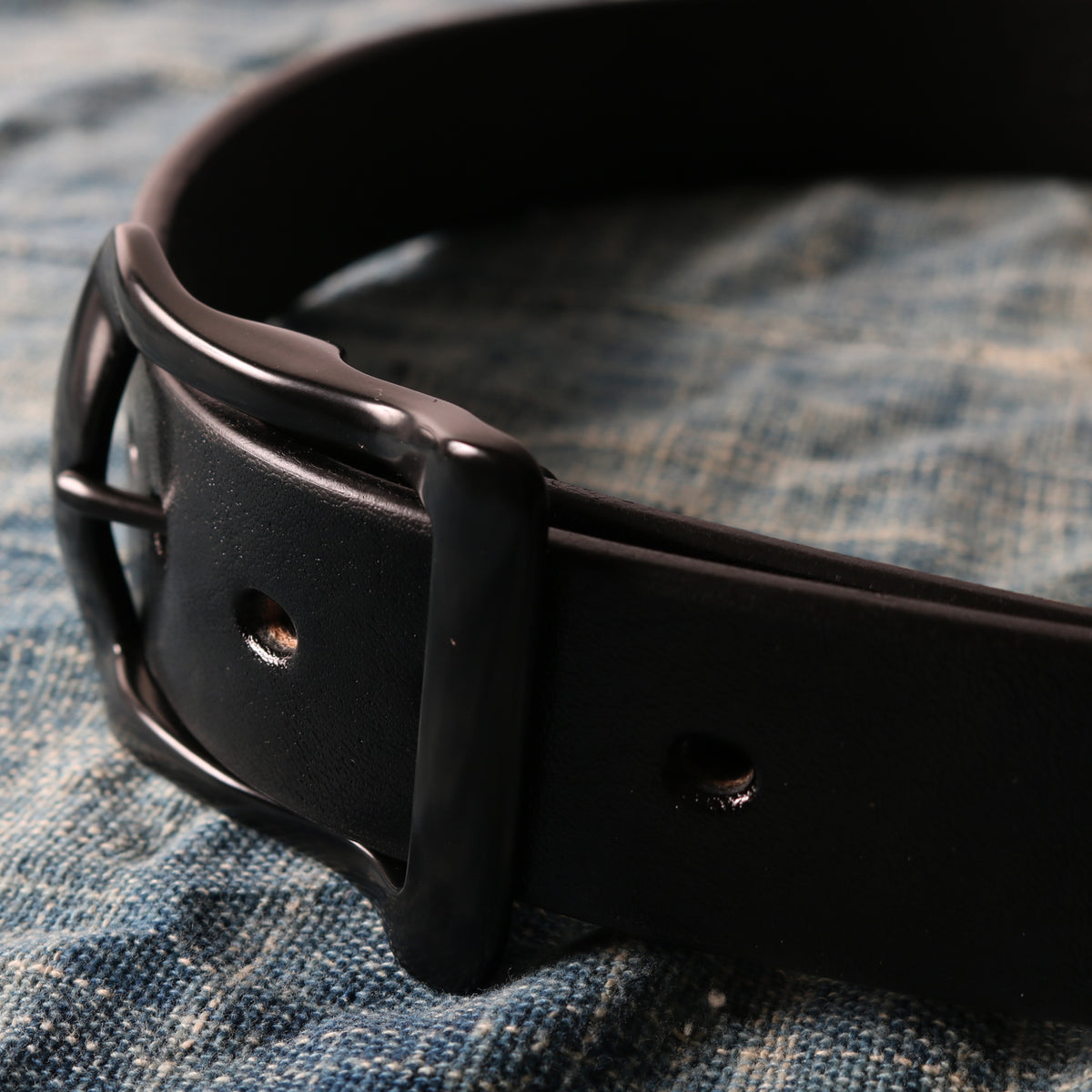 栃木レザー】“STANDARD” Big Buckle 40mm Leather Belt 【Black Color