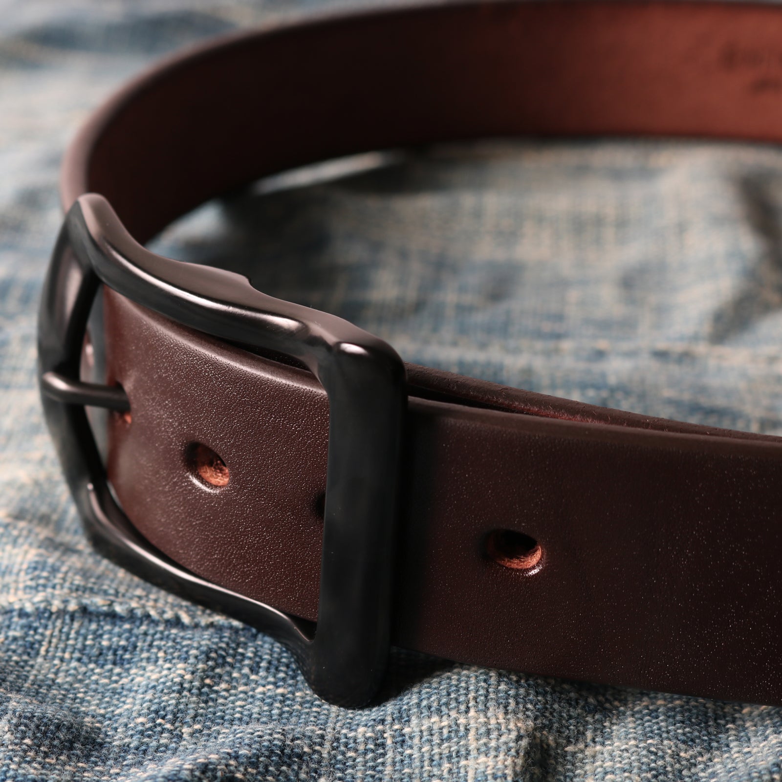 栃木レザー】“STANDARD” Big Buckle 40mm Leather Belt 【Black Color