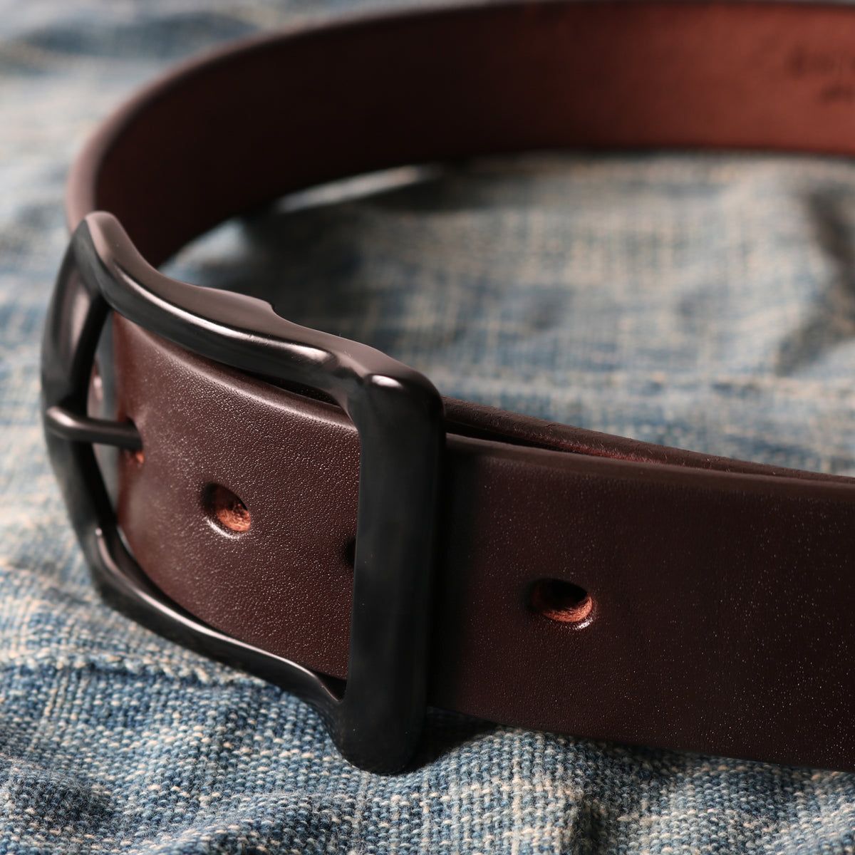 栃木レザー】“STANDARD” Big Buckle 40mm Leather Belt 【Black Color