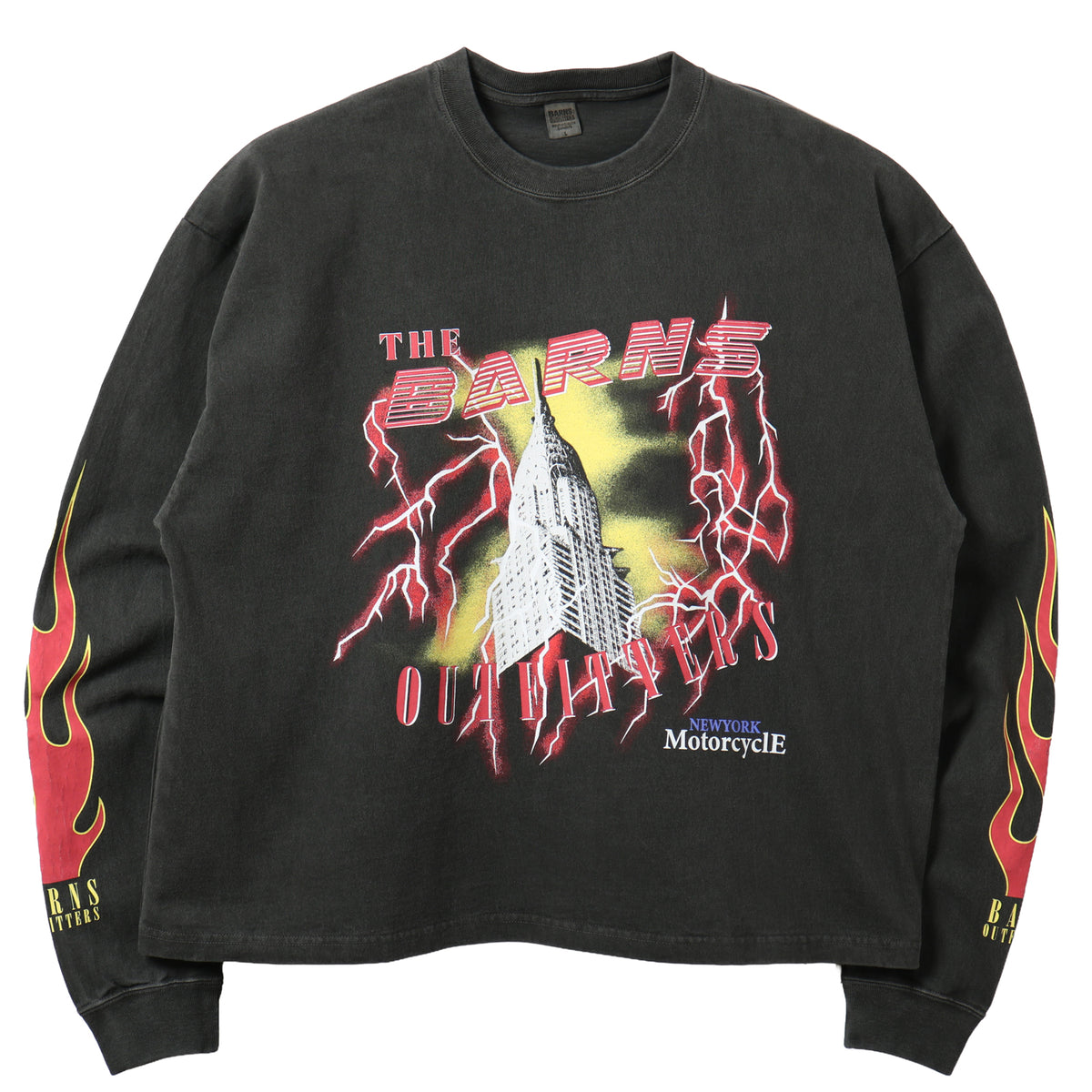 Pigment Dye】Boxy L/S Print T-shirt【Lightning】BR-26339 – BARNS