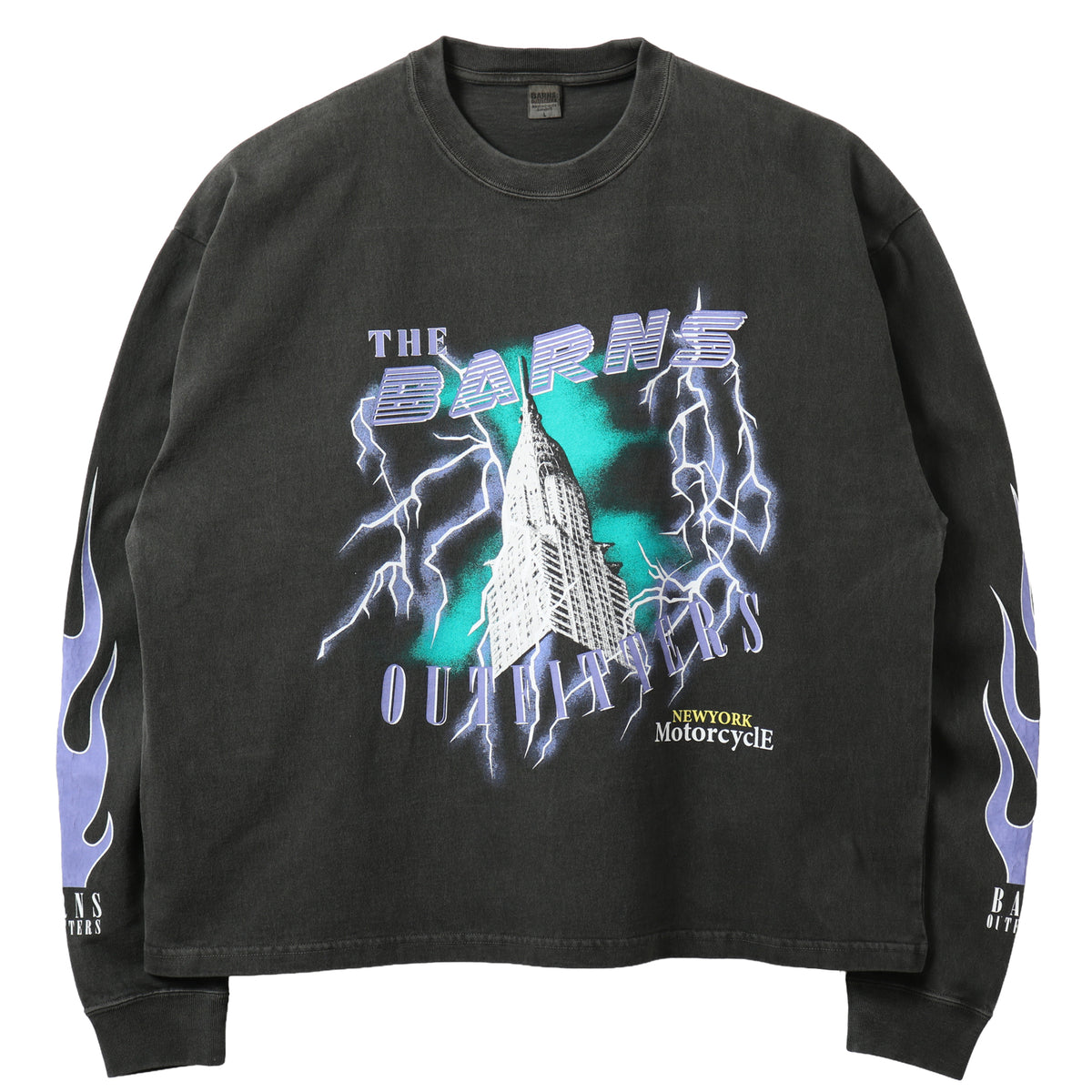 Pigment Dye】Boxy L/S Print T-shirt【Lightning】BR-26339 – BARNS