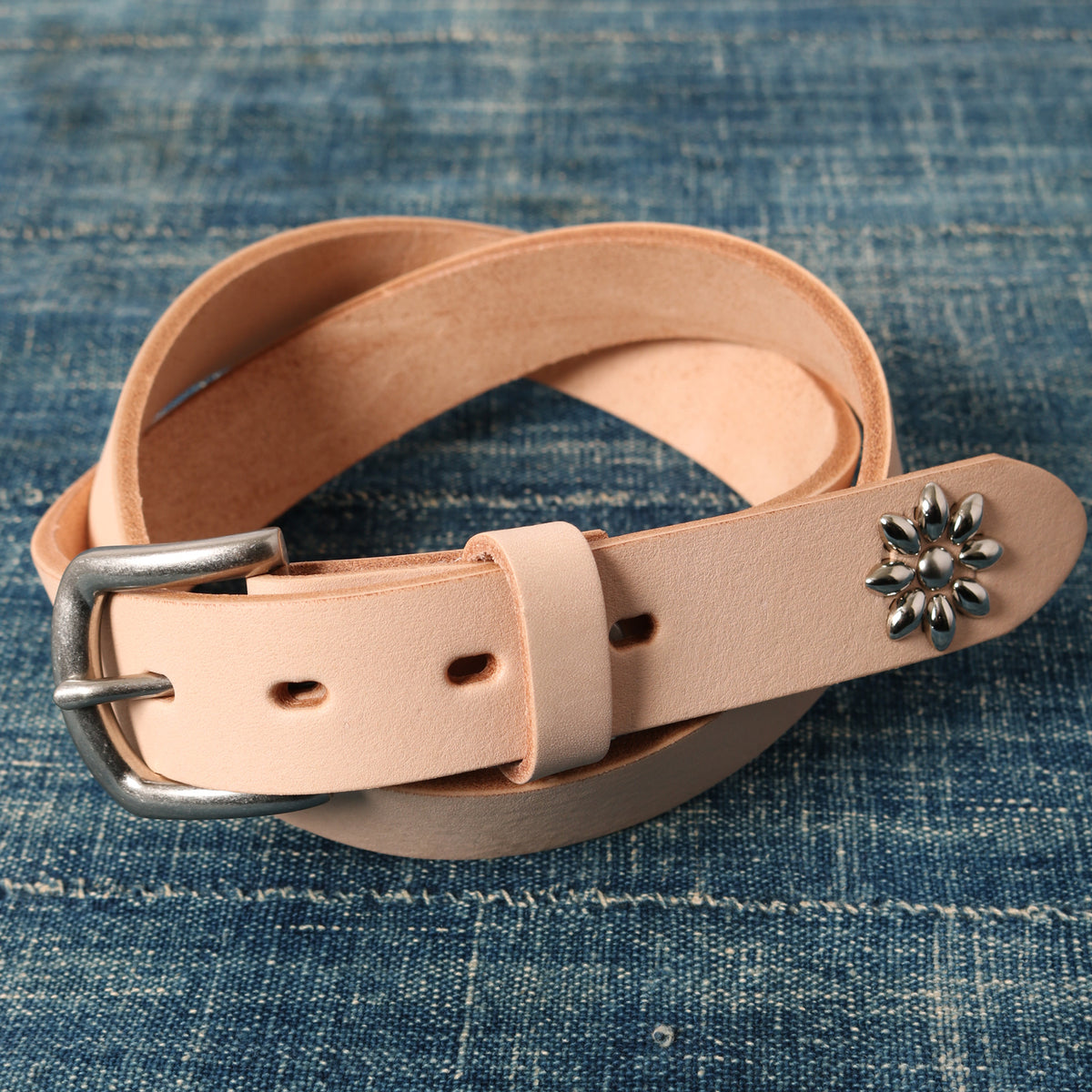 UNDERCOVER 08ss summer madness レザーベルト 姫路レザー】30mm Leather Studs Belt【Natural Leather】LE-4348
