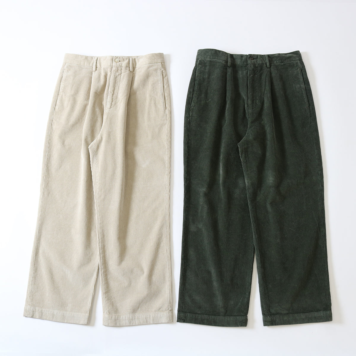 RICCARDO METHA】1TUCK WIDE PANTS 8walle CORDUROY SOLID – BARNS