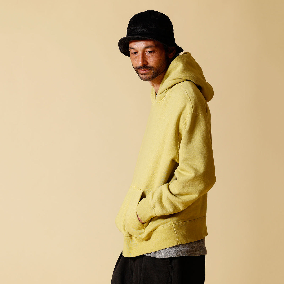 Restock】“WIDE吊裏毛” プルオーバー パーカー【GEKKO YELLOW