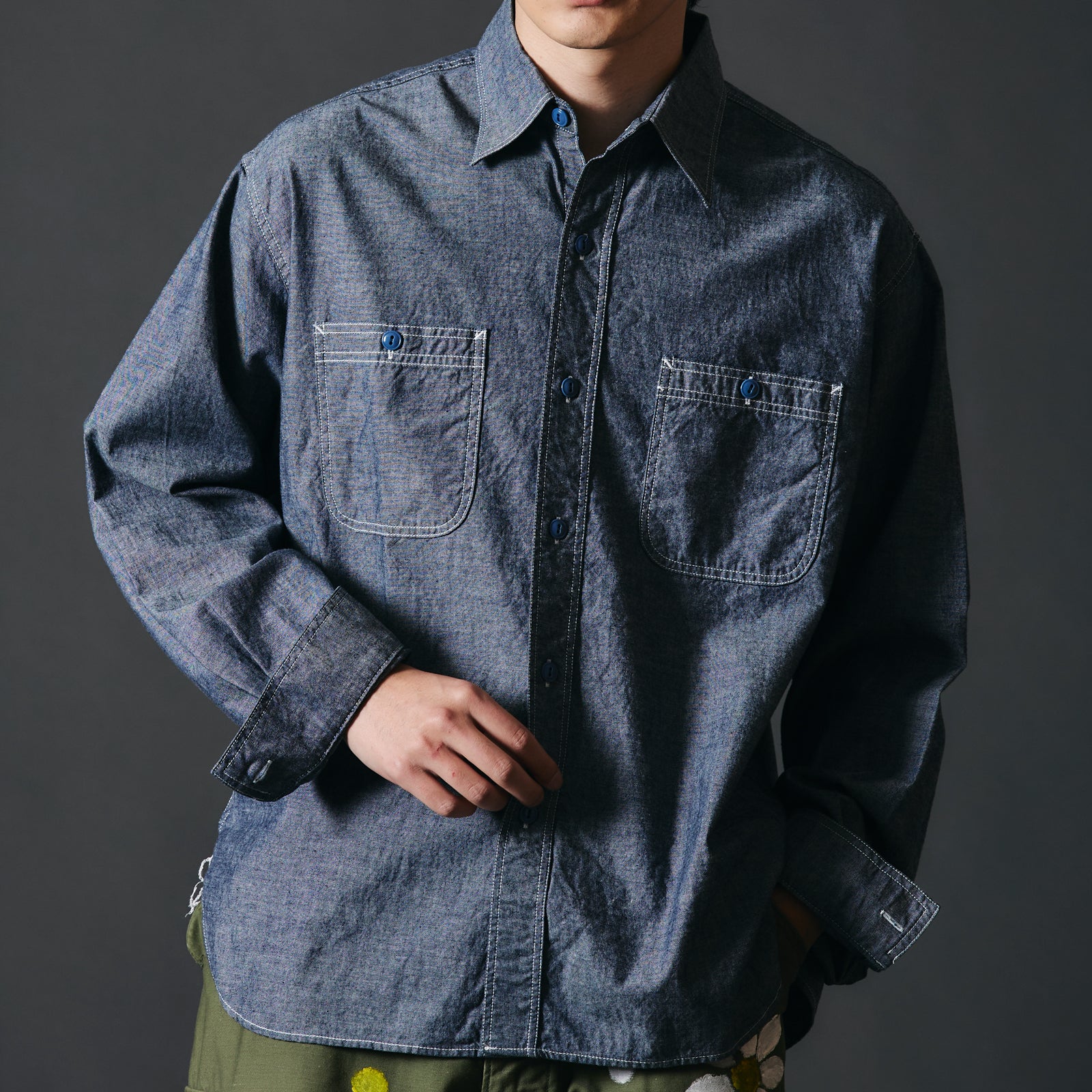 Mickey Mouse】40's Indigo Naval L/S Shirt【Special Item】BR-25340