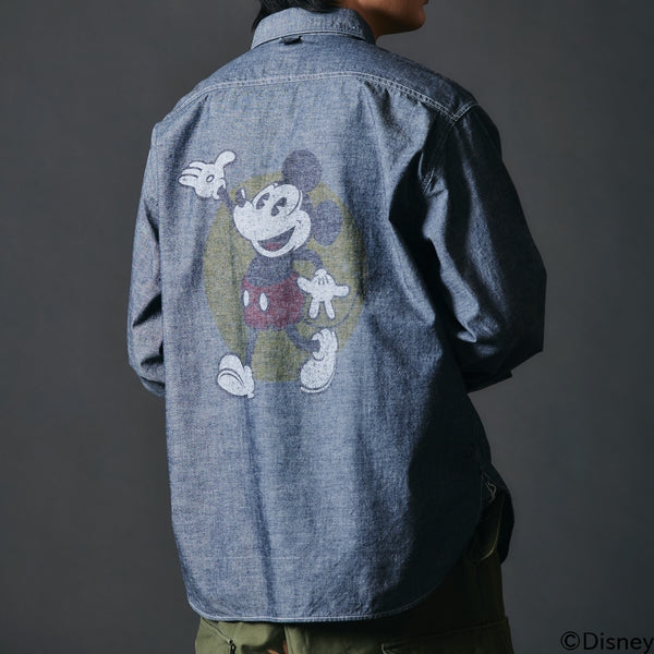 Mickey Mouse】40's Indigo Naval L/S Shirt【Special Item】BR-25340