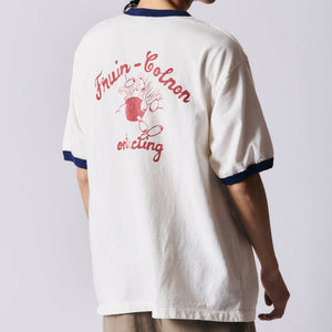 
                  
                    画像をギャラリービューアにロードします14/- Slub Cotton Ringer S/S Print T-shirt【BOWL】BR-25234
                  
                