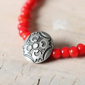 Button Works】White Hearts Bracelet【Red Beads】 BW-0191 – BARNS 