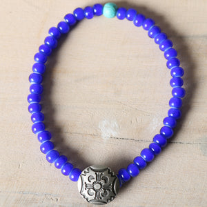 Button Works】White Hearts Bracelet【Blue Beads】BW-0192 – BARNS