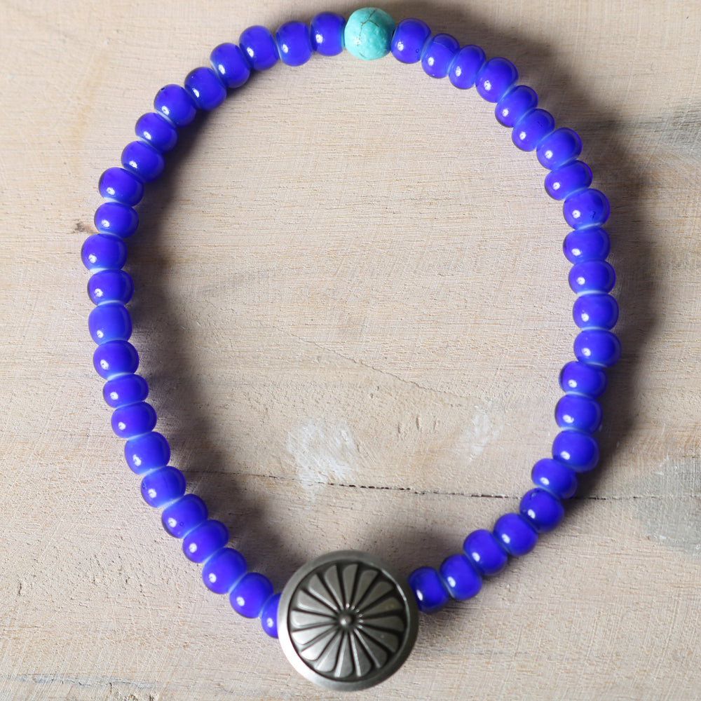 Button Works】White Hearts Bracelet【Blue Beads】BW-0192 – BARNS