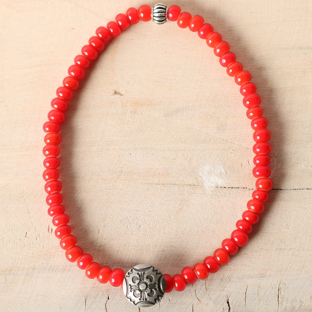 Button Works】White Hearts Anklet【Red Beads】 BW-0193 – BARNS