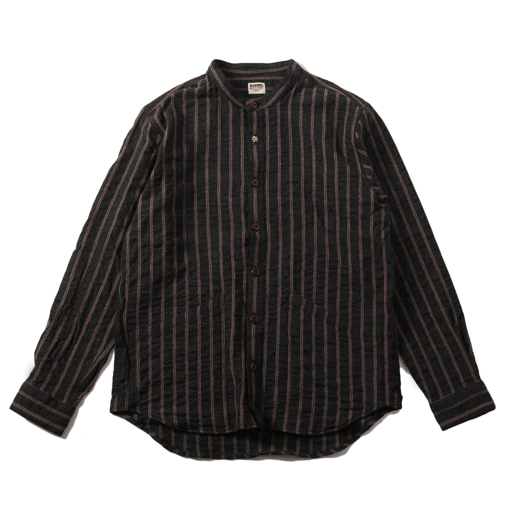 
                  
                    画像をギャラリービューアにロードしますWool Stripe Band Collar Shirt【Button Works】 BR-23416
                  
                