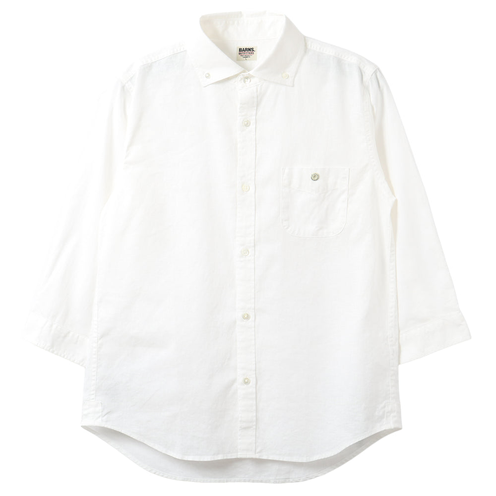 Wide Spread Collar Cotton Linen Three-quarter Sleeves B.D Shirt BR