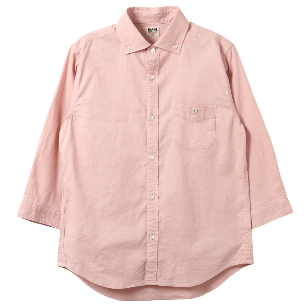 Wide Spread Collar Cotton Linen Three-quarter Sleeves B.D Shirt BR