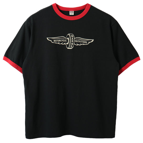 Slub Cotton Ringer S/S Print T-shirt【Flying Wheel】BR-26217