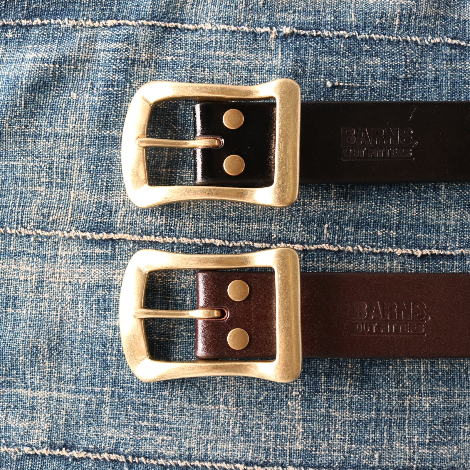 栃木レザー】“STANDARD” Big Buckle 40mm Leather Belt 【Gold Color