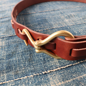 栃木レザー】“STANDARD” Hook Buckle Leather Belt 【Summer Oil