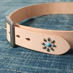 姫路レザー】Garrison Buckle 40mm Leather Studs Belt【Natural