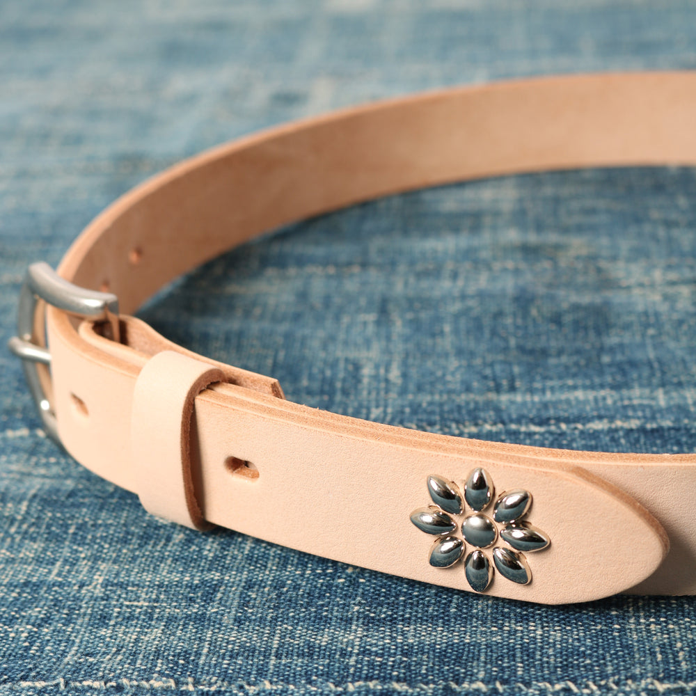 姫路レザー】30mm Leather Studs Belt【Natural Leather】LE-4348