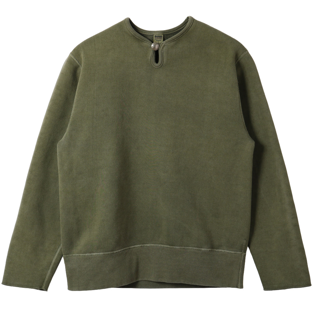 り*ご様 麻70% 5.8万スコットランド製BUTTON SHOULDER SW Button Works】30/7 COZUN 5￠coin Concho Sweatshirt【Pigment Dye