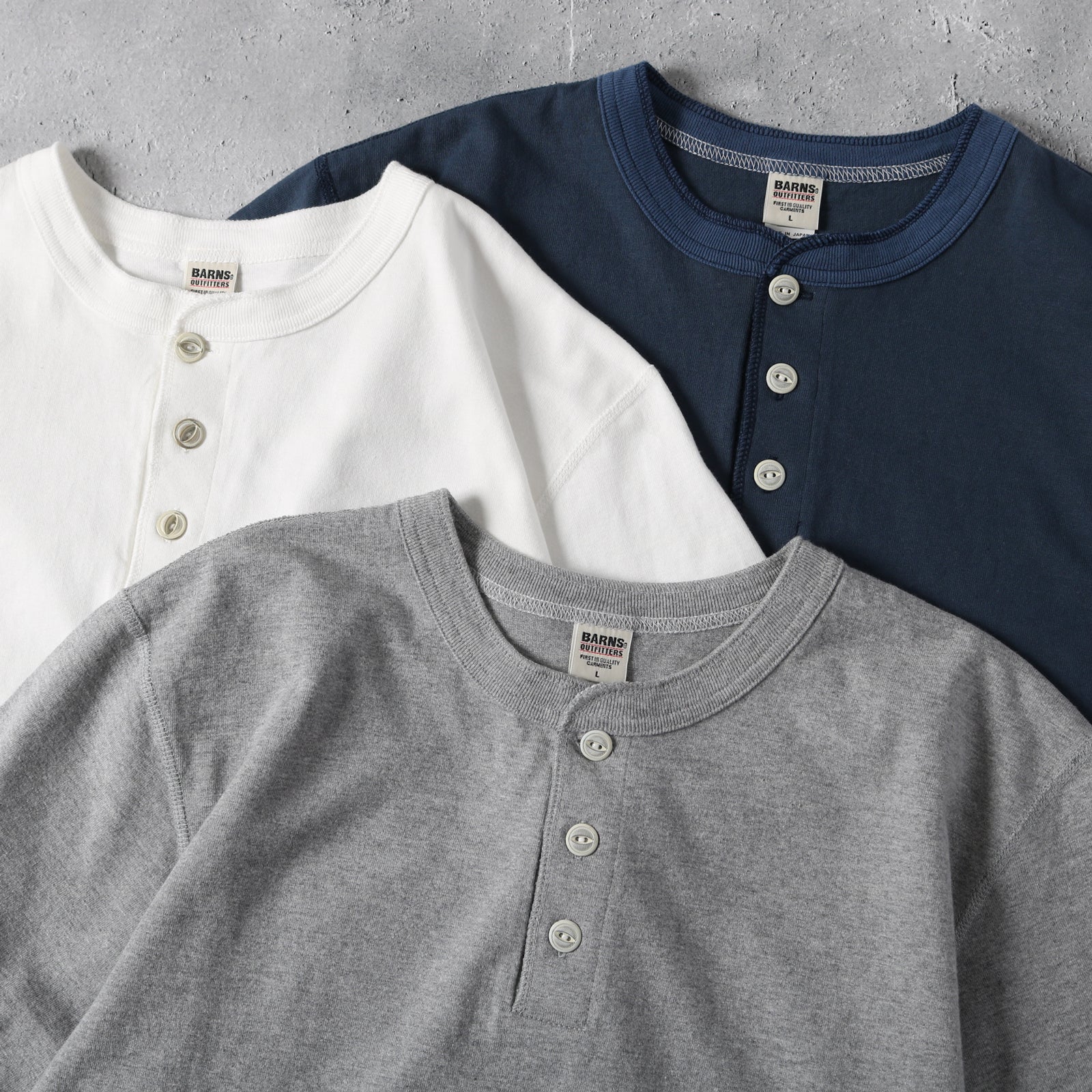STANDARD” COZUN ヘンリーネック Tシャツ 【Button Works】BR-8146SP