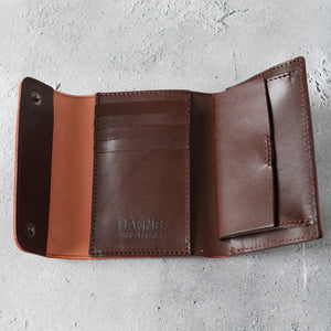 Cordovan × 栃木レザー】Tri-Fold Wallet【Button Works】LE-4333BW