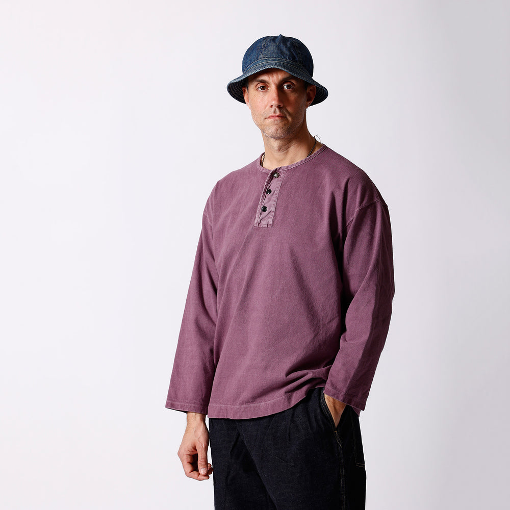 2023 Pigment Dyed “BIGCOZUN” 9/10 sleeves WIDE HENRY Tee – BARNS