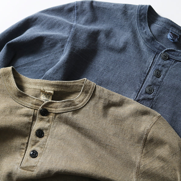 【ピグメント染め】ヘンリーネック  ロング Tシャツ